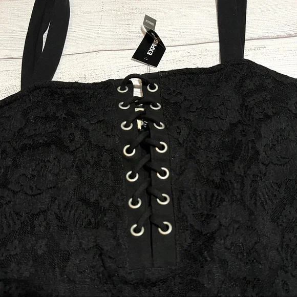 EXPRESS Black Lace-Up Bodysuit - Picture 4 of 15